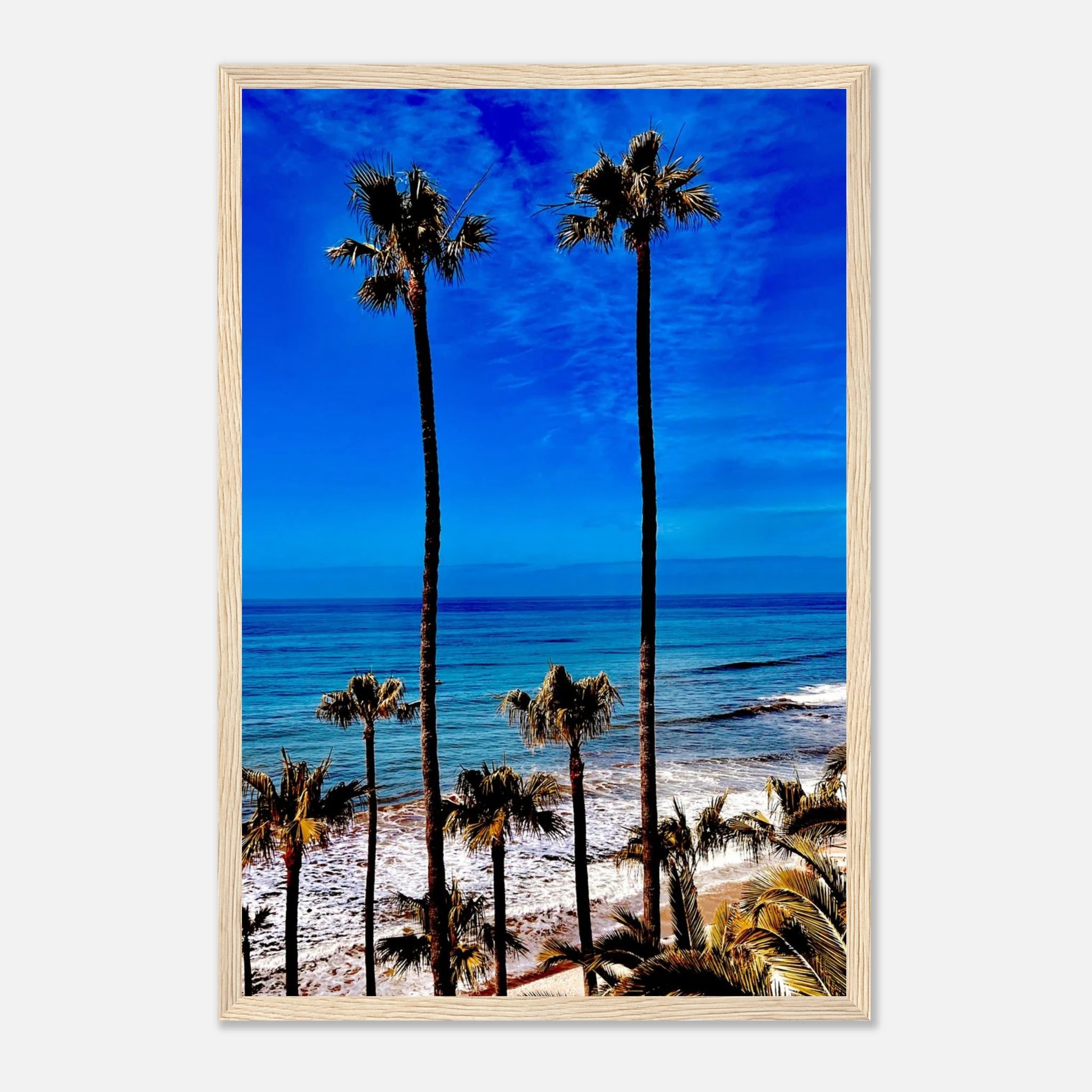Malibu palm tree family framed poster by CaliCuration, California art print on print material with spring '26 studio edition.