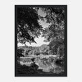 Black and white framed print of Upstate NY summer lake scene from My Store's travel collection, Studio Edition Holiday 25.