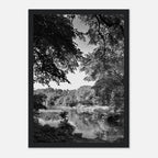 Black and white framed print of Upstate NY summer lake scene from My Store's travel collection, Studio Edition Holiday 25.