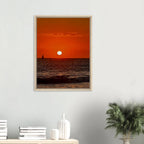 Framed canvas print of California Red Sunset Series 1/3 by CaliCuration featuring vibrant red sunset hues and artistic studio edition design.