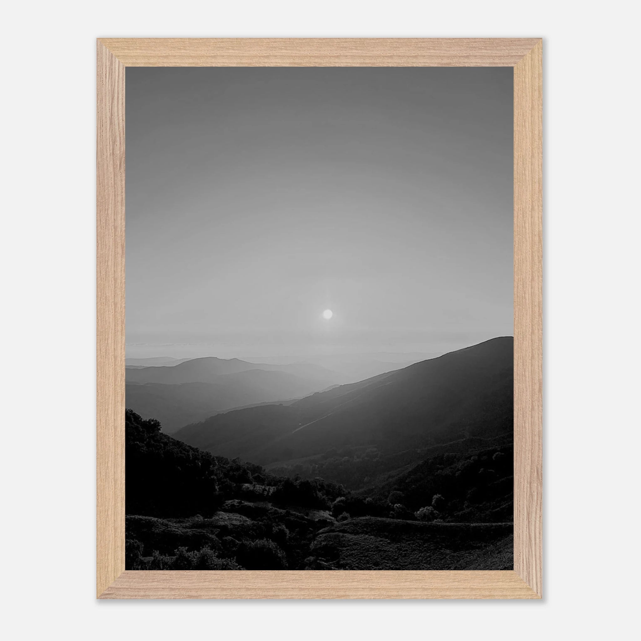 Black and white mounted framed poster of California Central Coast sunset, part of the Studio Edition travel collection.
