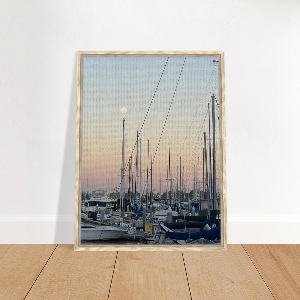 Framed canvas art print of Summer Evening Marina Del Rey California with nautical and chic tones, by California Canvas Studio Edition.