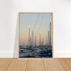 Framed canvas art print of Summer Evening Marina Del Rey California with nautical and chic tones, by California Canvas Studio Edition.