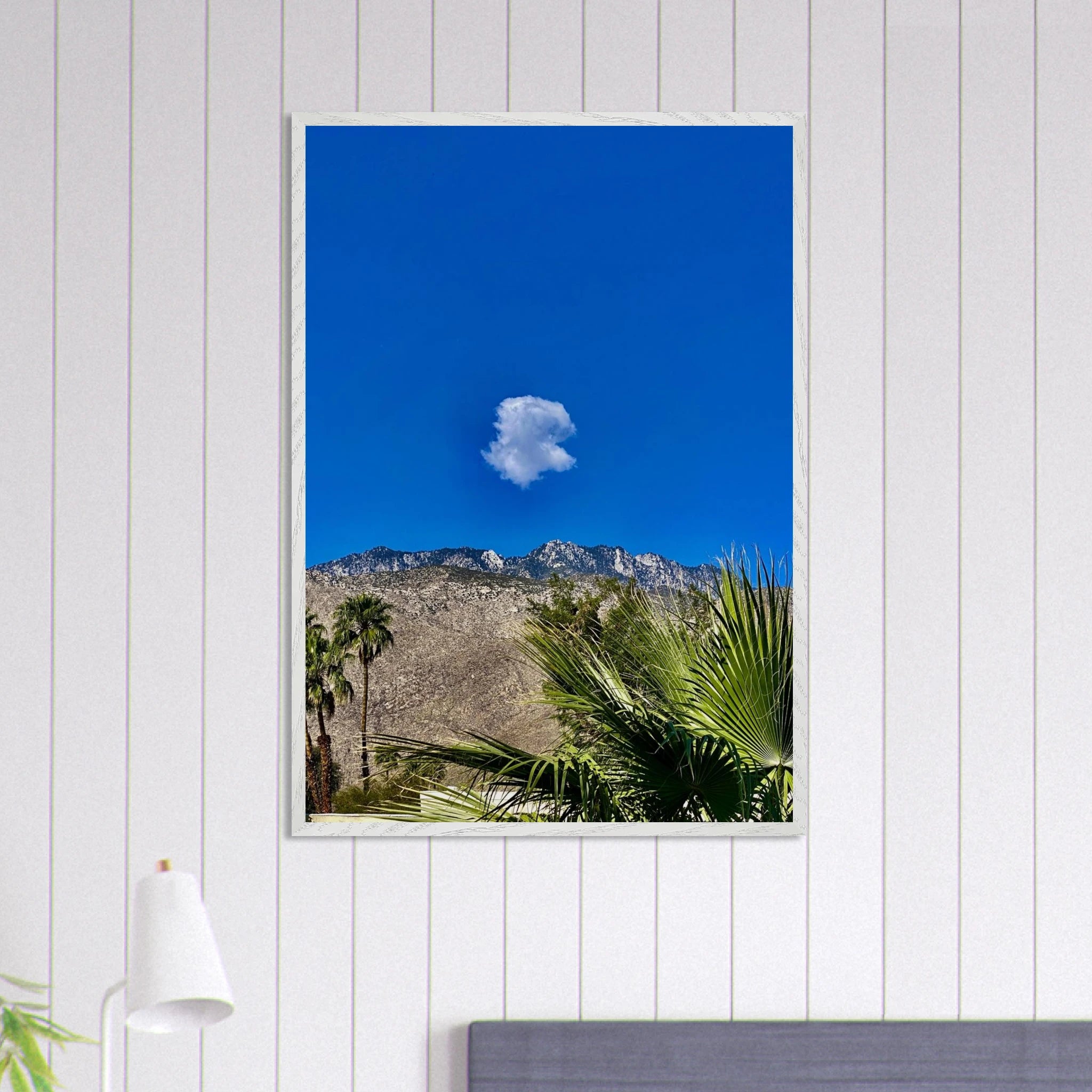 Palm Springs cloud mounted wooden framed poster featuring California desert landscape, perfect for home decor, Studio Edition Spring 26.