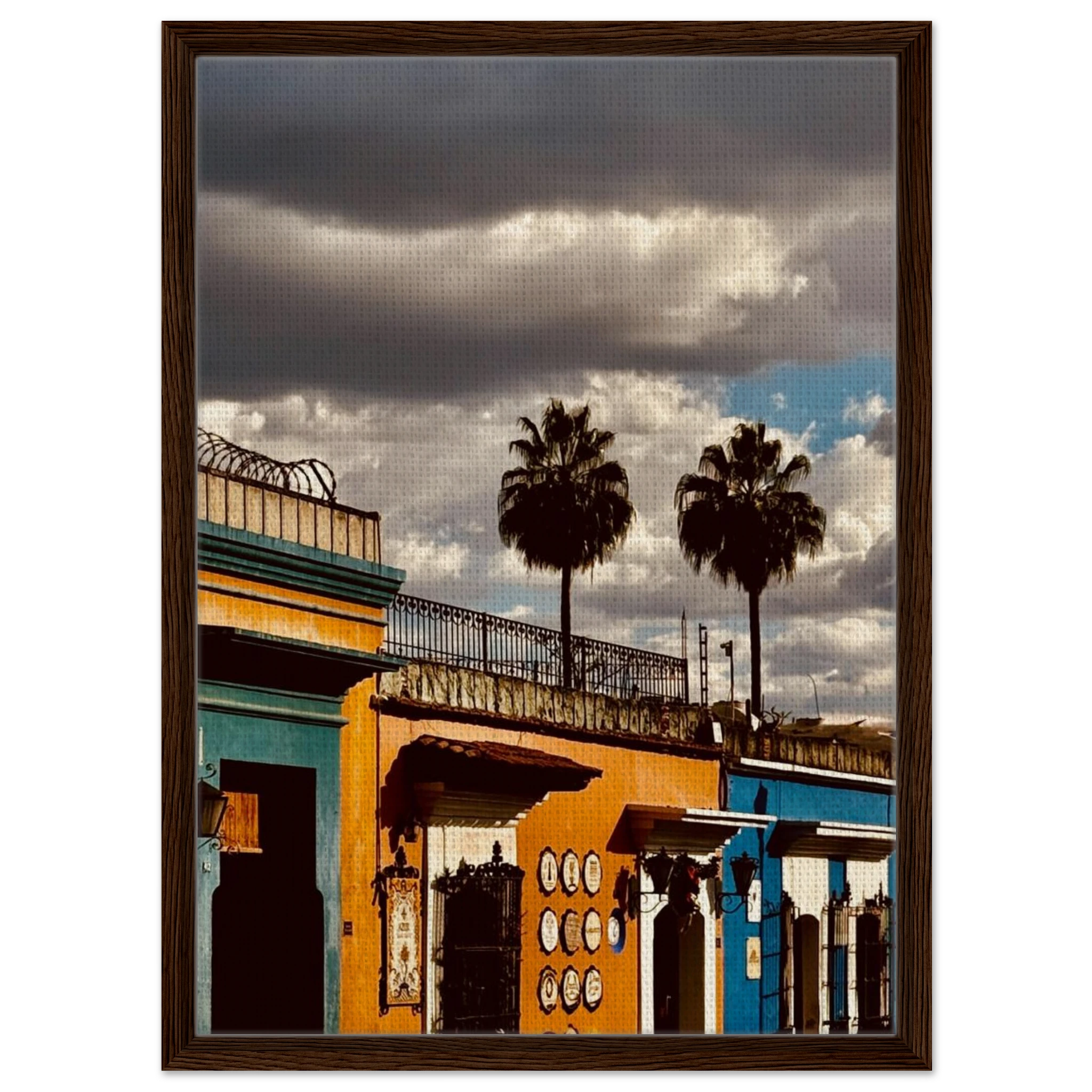 Framed canvas print of two palm trees in Oaxaca, Mexico from CaliCuration's travel collection, Studio Edition Spring 2026.