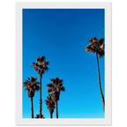 Wooden framed Santa Barbara Palm Tree Magic poster on premium semi-glossy paper, California-themed home decor by CaliCuration.