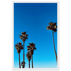 Wooden framed Santa Barbara Palm Tree Magic poster by CaliCuration, featuring California poster art on semi-glossy paper for home decor.