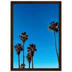 Wooden framed Santa Barbara Palm Tree Magic poster on semi-glossy paper, California art studio edition for home decor.