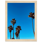 Wooden framed Santa Barbara Palm Tree Magic poster on premium semi-glossy paper, California-themed home decor by CaliCuration.
