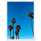 Santa Barbara Palm Tree Magic wooden framed poster by CaliCuration, featuring California-inspired palm tree art on semi-glossy paper.