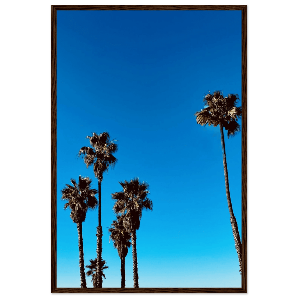 Santa Barbara Palm Tree Magic wooden framed poster on semi-glossy paper, featuring California poster art in Studio Edition style.
