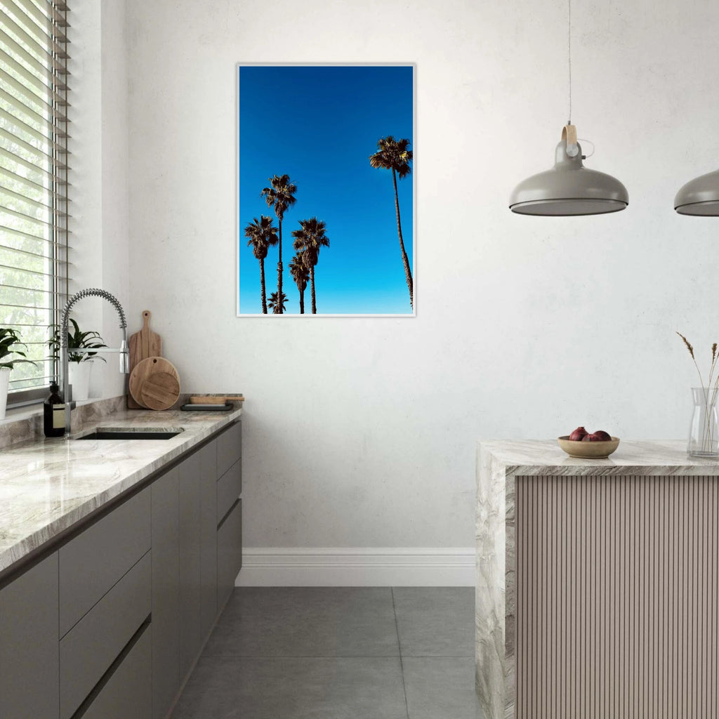 Santa Barbara Palm Tree Magic wooden framed poster on semi-glossy paper, California-themed home decor by CaliCuration.