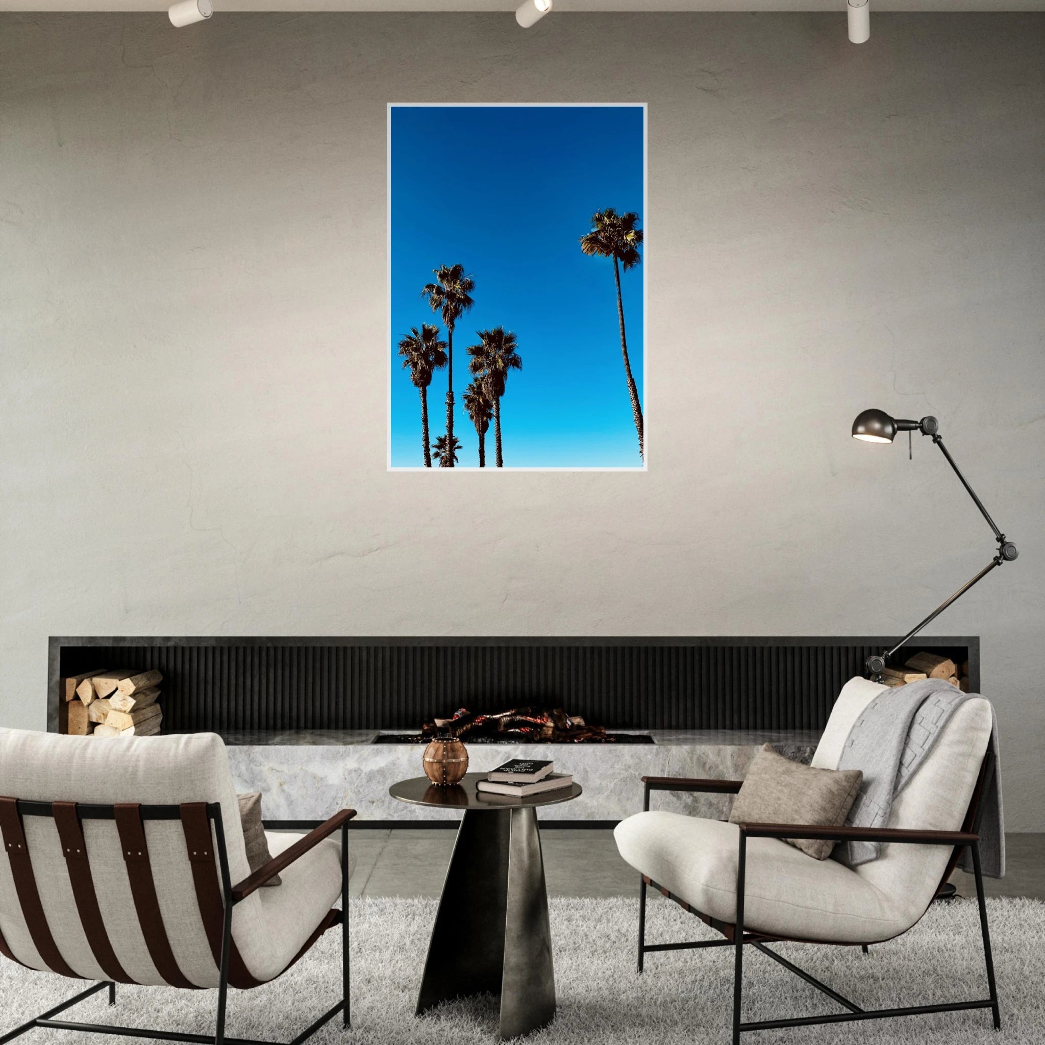 Wooden framed Santa Barbara Palm Tree poster on semi-glossy paper, California-themed home decor art by CaliCuration.