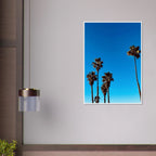 Wooden framed Santa Barbara Palm Tree Magic poster on semi-glossy paper, California-themed home decor by CaliCuration.