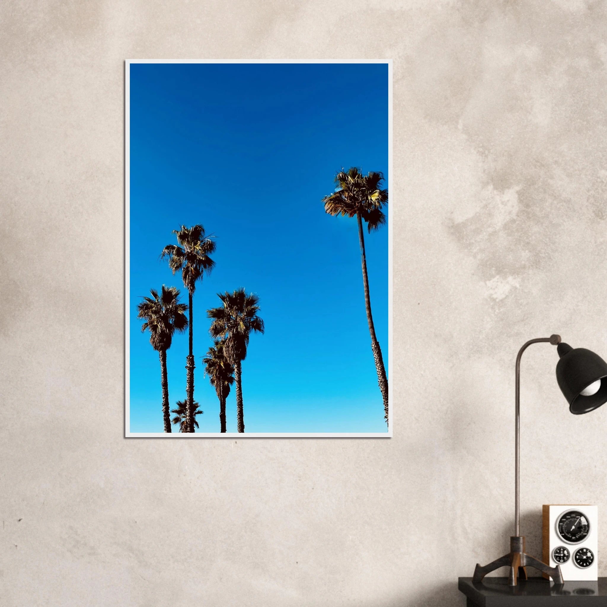 California Santa Barbara Palm Tree poster by CaliCuration, framed wooden art print on semi-glossy paper, spring 2026 studio edition.