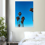 Wooden framed Santa Barbara Palm Tree Magic poster on semi-glossy paper, California-themed home decor by CaliCuration.