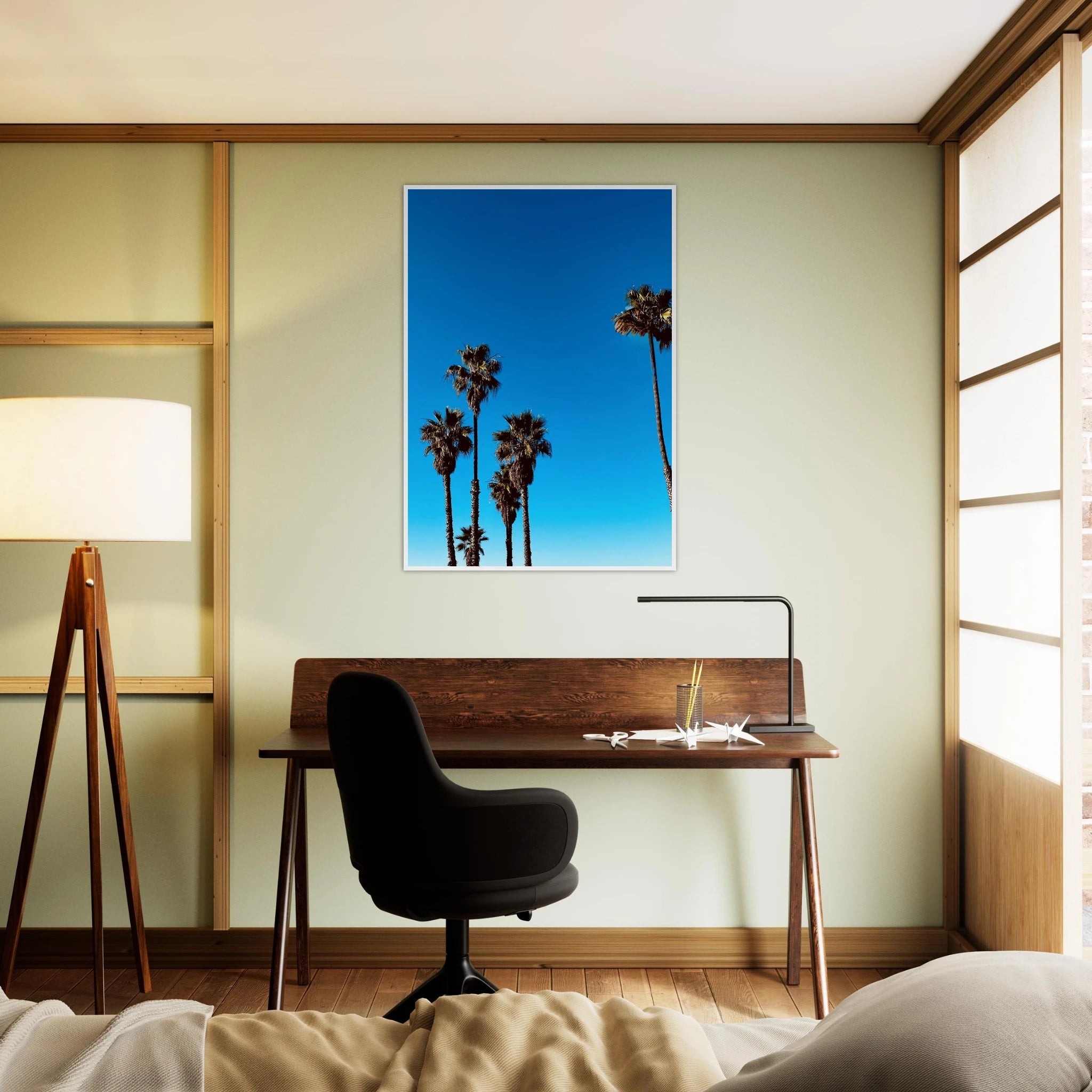 Santa Barbara Palm Tree Magic wooden framed poster on semi-glossy paper, California home decor art by CaliCuration.