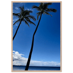 Framed print of Hawaii iconic palm trees and Pacific waves, CaliCuration travel collection studio edition 15x20 cm artwork.