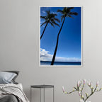 Framed print of Hawaii iconic palm trees and Pacific waves, 15x20 cm, featuring a travel collection Studio Edition design by CaliCuration.