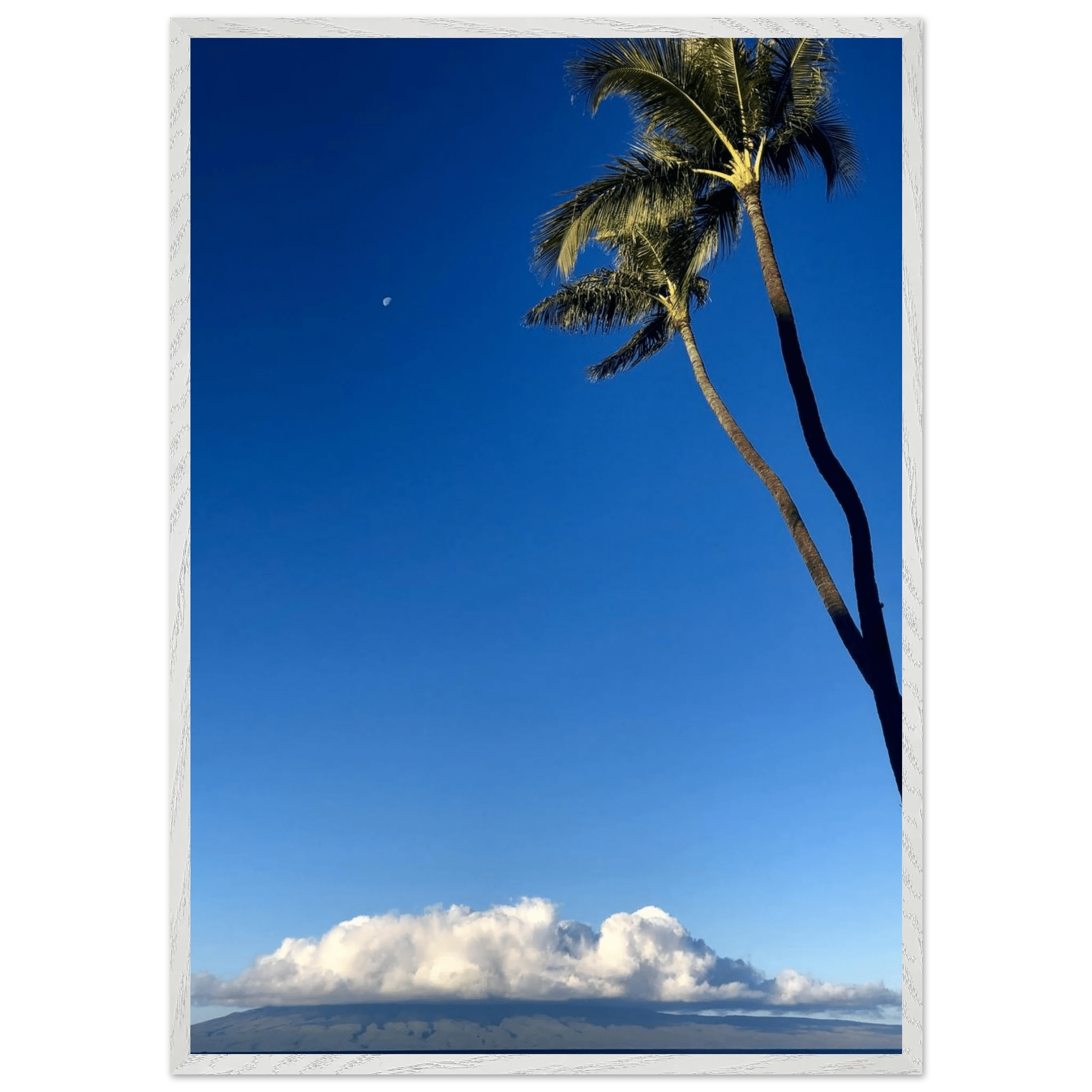 Hawaii Volcano Clouds Pacific Scene framed print by CaliCuration, 6x8 inches, showcasing volcanic clouds over the Pacific Ocean.