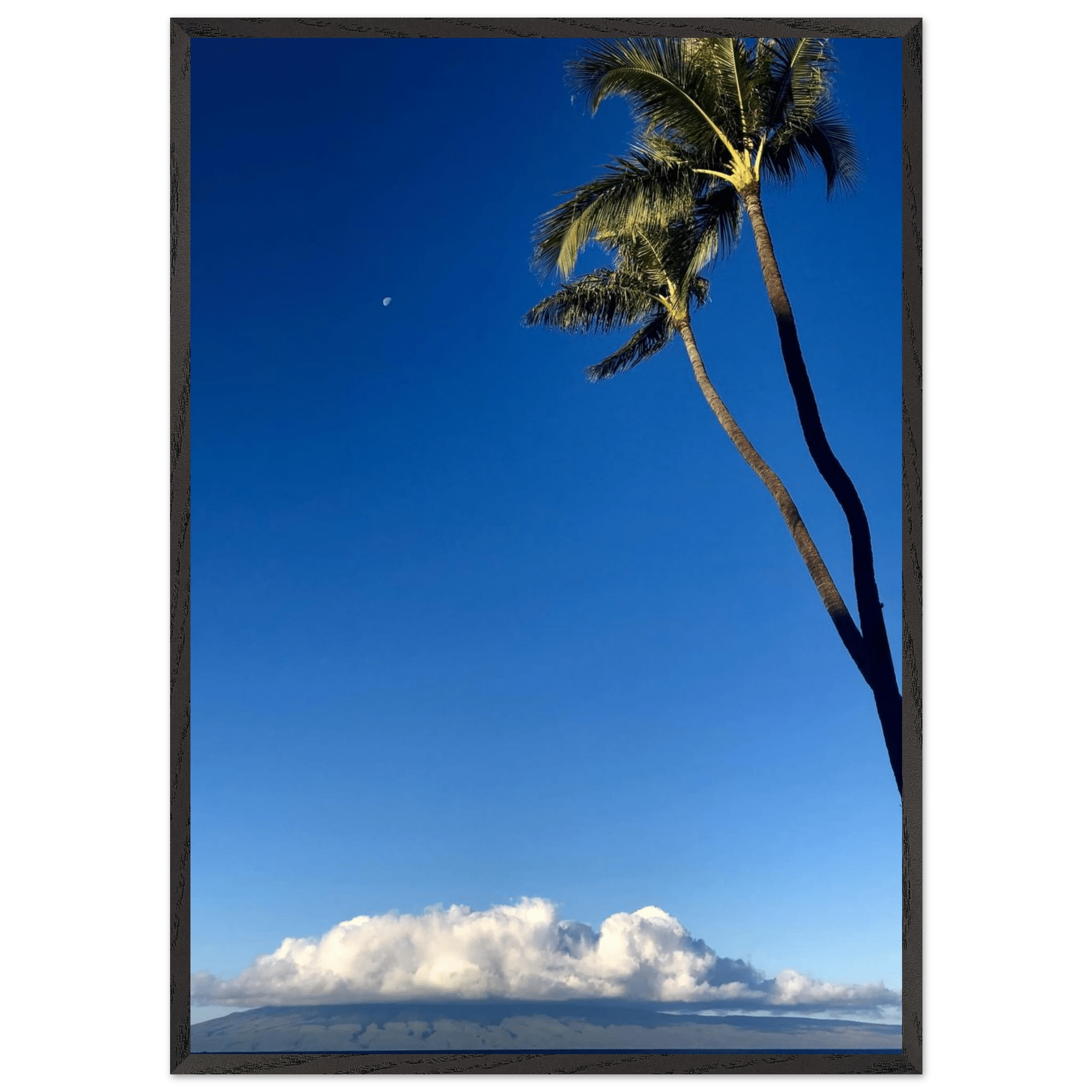 Framed Hawaii Volcano Clouds and Pacific Scene print by CaliCuration, mounted and ready for wall display.