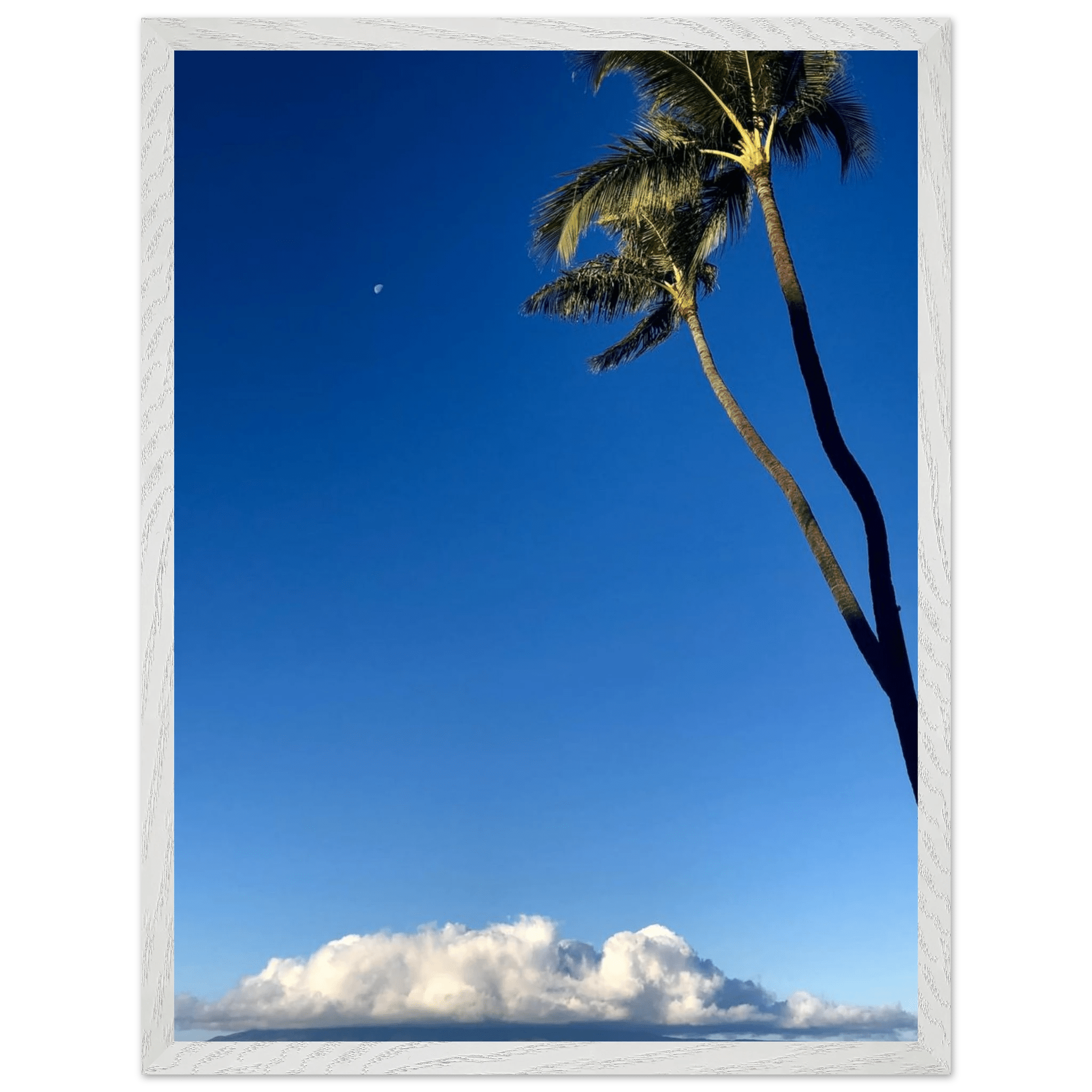 Hawaii Volcano Clouds and Pacific Scene framed print by CaliCuration, 15x20 cm, mounted on white frame, part of travel collection.