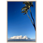 Hawaii Volcano Clouds and Pacific Scene framed print by CaliCuration, showcasing a scenic volcanic landscape with ocean views.