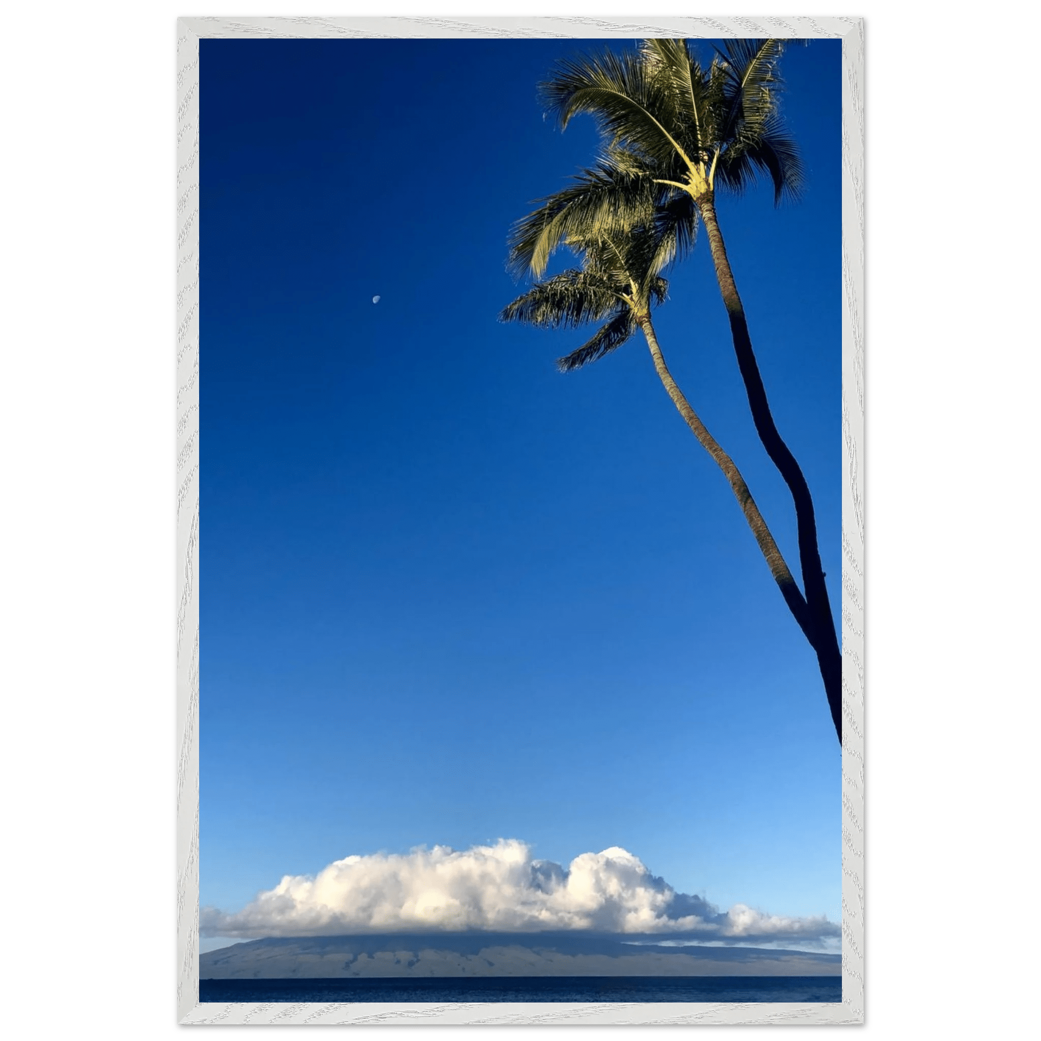 Hawaii Volcano Clouds and Pacific scene framed print by CaliCuration, 6x8 inches, featuring a vibrant volcanic landscape and ocean view.