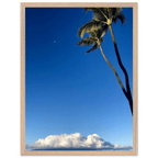 Hawaii Volcano Clouds and Pacific Scene framed print by CaliCuration showing a volcanic landscape with clouds and ocean view.
