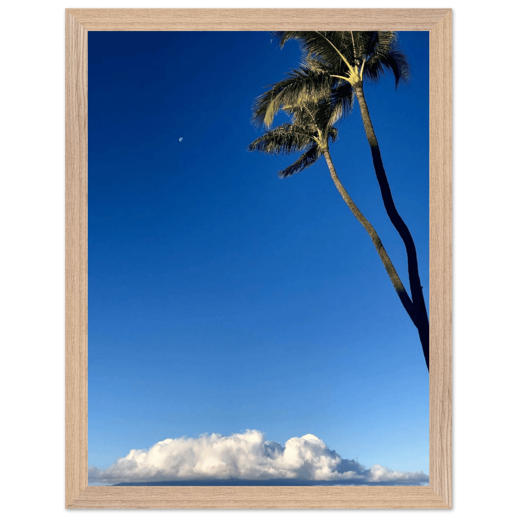 Hawaii Volcano Clouds and Pacific Scene framed poster by CaliCuration, 15x20 cm print with white frame, travel collection Studio Edition.