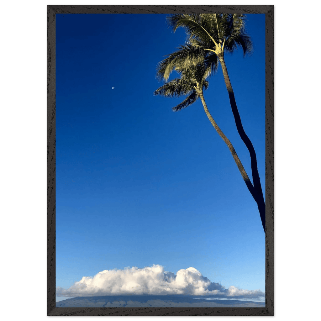 Hawaii Volcano Clouds and Pacific Scene framed print by CaliCuration, 15x20 cm, featuring volcanic landscape and ocean views.