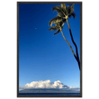 Hawaii Volcano Clouds and Pacific Scene mounted framed poster by CaliCuration, featuring a scenic print with a white frame.