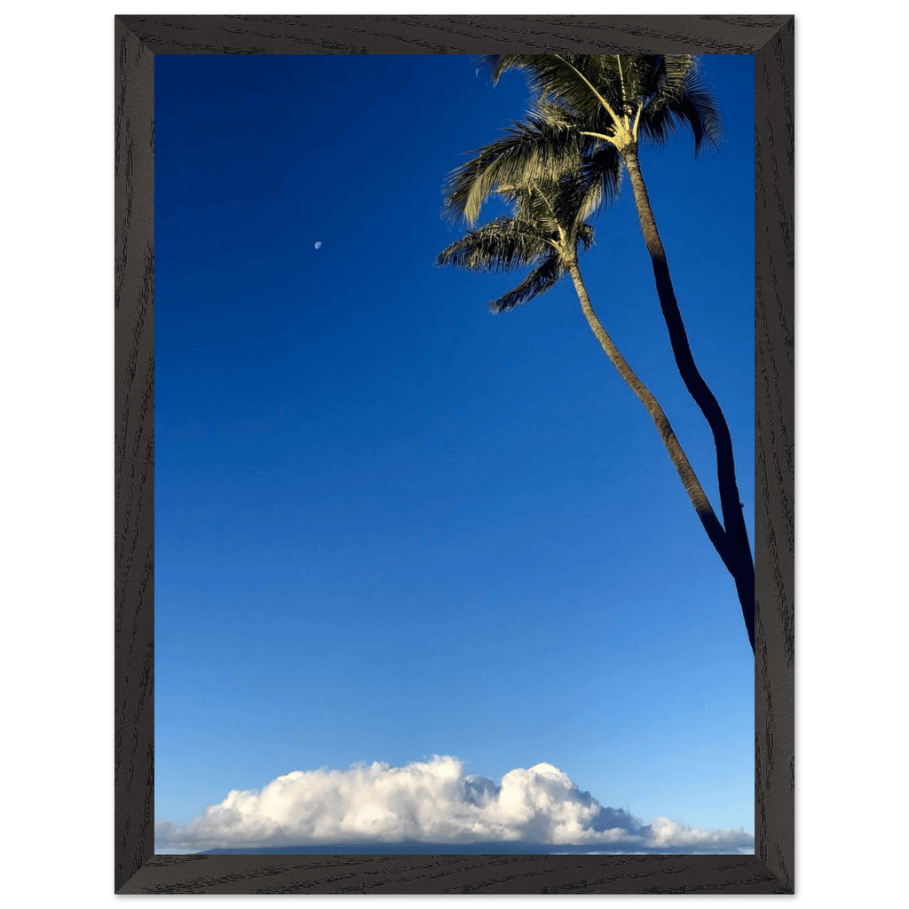 Hawaii Volcano Clouds and Pacific scene mounted framed poster by CaliCuration, 15x20 cm print with white frame, travel collection.
