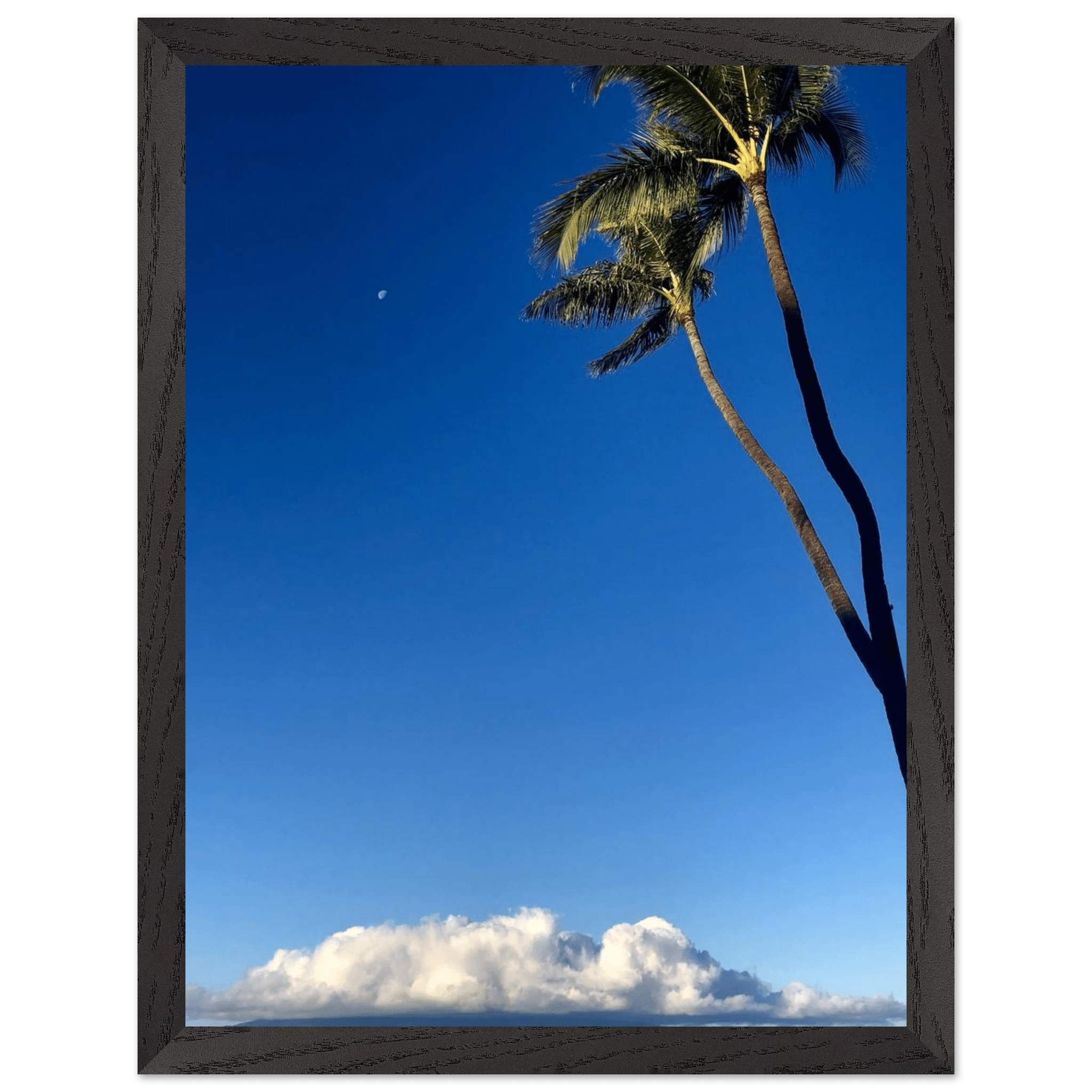 Hawaii Volcano Clouds and Pacific scene mounted framed poster by CaliCuration, 15x20 cm print with white frame, travel collection.