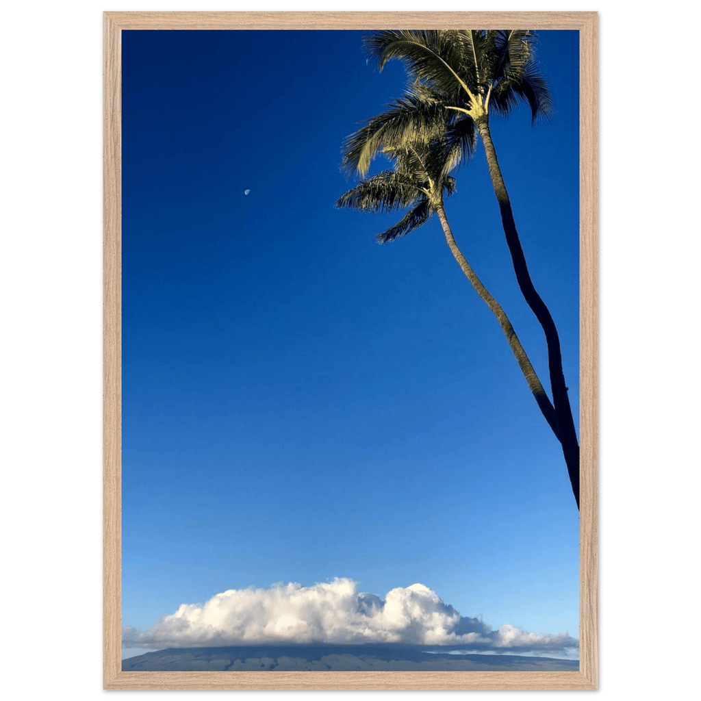 Hawaii Volcano Clouds and Pacific scene framed print by CaliCuration, 15x20 cm, showcasing volcanic landscape and ocean views.