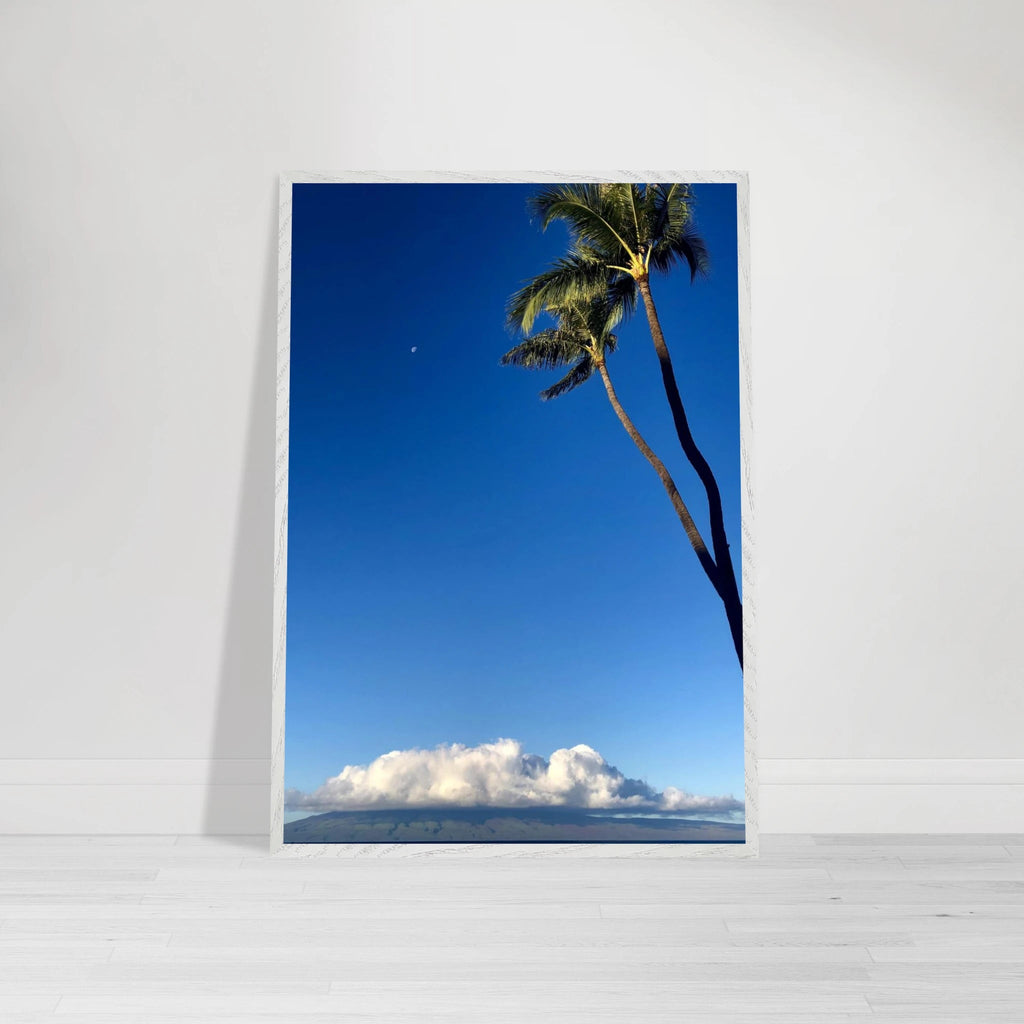 Hawaii Volcano Clouds and Pacific Scene framed print by CaliCuration, 15x20 cm mounted poster featuring volcanic landscape and ocean views.