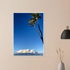 Hawaii Volcano Clouds and Pacific scene mounted framed poster by CaliCuration, 15x20 cm print with white frame, travel collection.