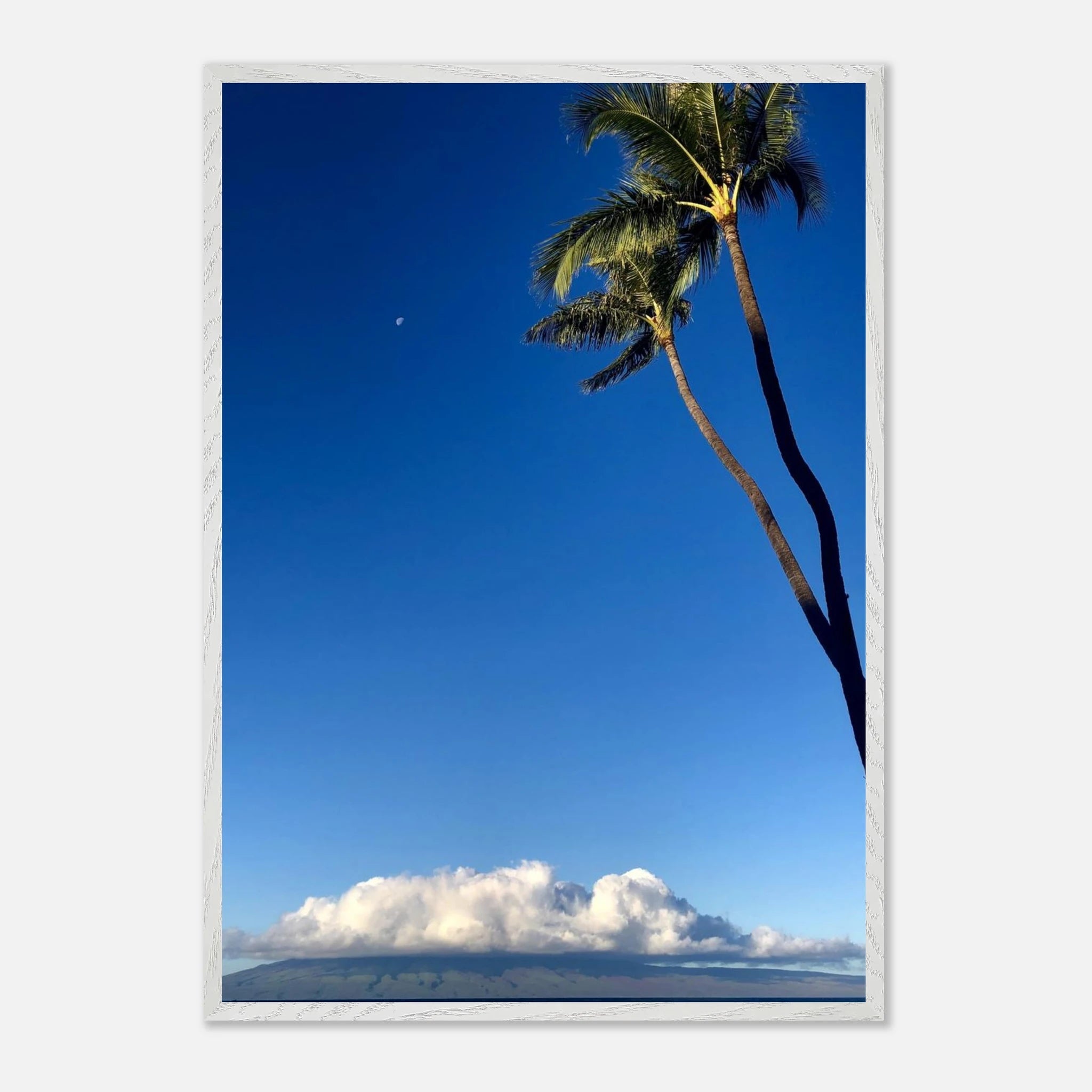 Hawaii Volcano Clouds and Pacific scene mounted framed poster by CaliCuration, 15x20 cm print with white frame from the Travel Collection.