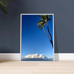 Hawaii volcano clouds and Pacific scene mounted framed poster by CaliCuration, 15x20 cm print in white frame, travel collection.