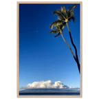 Hawaii Volcano Clouds Pacific Scene framed print by CaliCuration, showcasing vibrant volcanic landscape and ocean views.
