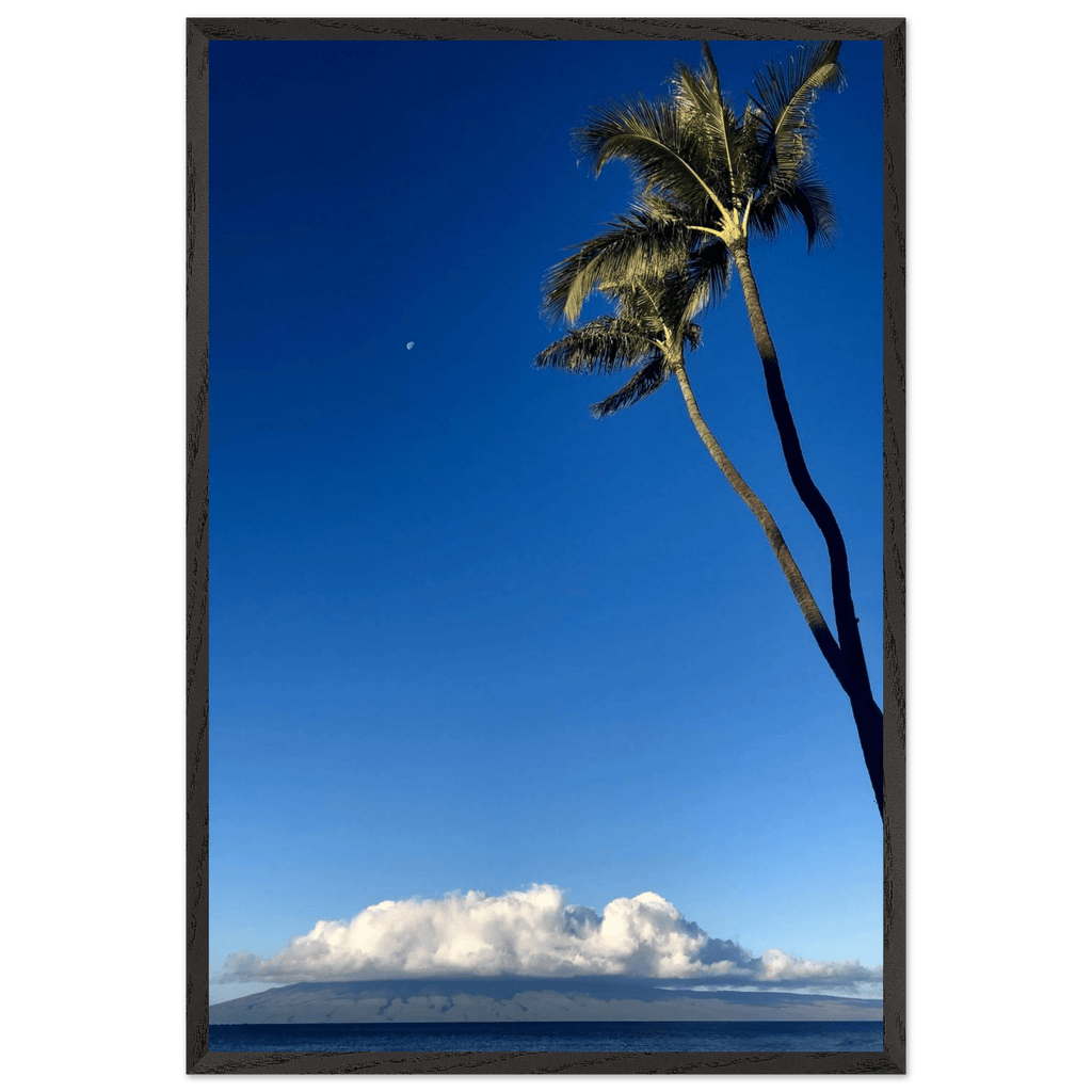 Hawaii Volcano Clouds Pacific scene mounted framed poster by CaliCuration, 15x20 cm print with white frame, travel collection studio edition