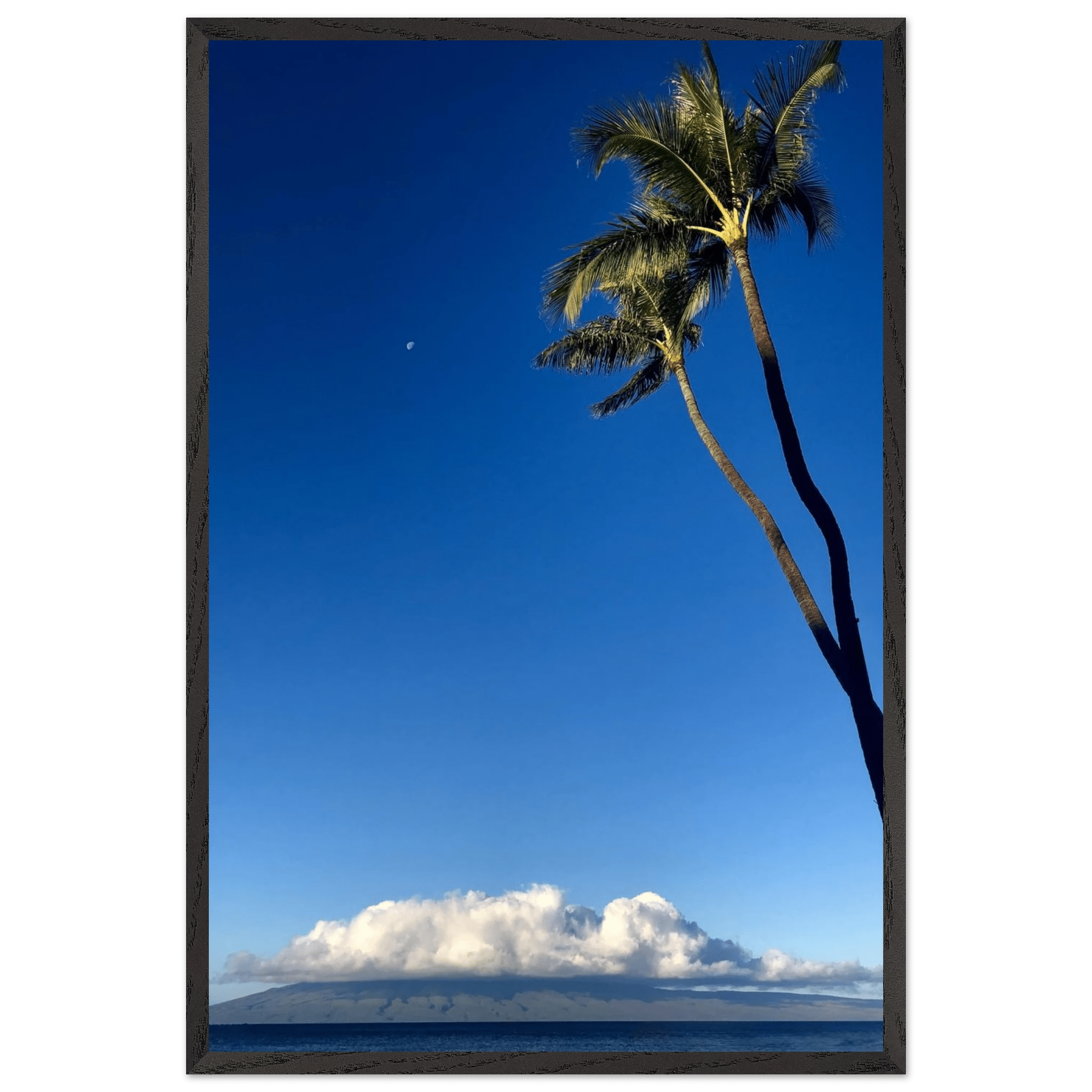 Hawaii Volcano Clouds Pacific scene mounted framed poster by CaliCuration, 15x20 cm print with white frame, travel collection studio edition
