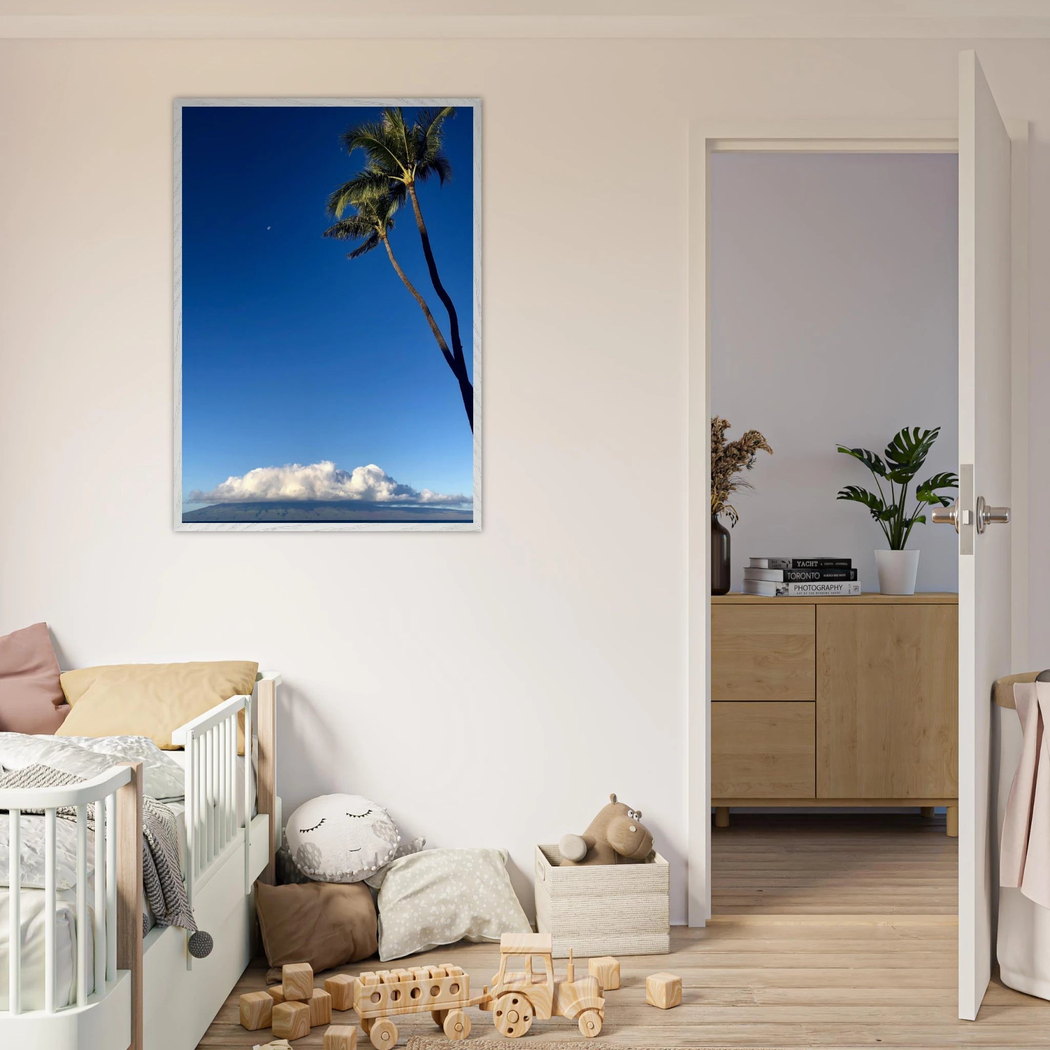 Hawaii Volcano Clouds and Pacific scene framed print by CaliCuration, 15x20 cm, mounted on white frame, from Spring 26 travel collection.