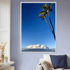 Hawaii Volcano Clouds and Pacific scene framed poster by CaliCuration, 15x20 cm print with white frame, travel collection studio edition.