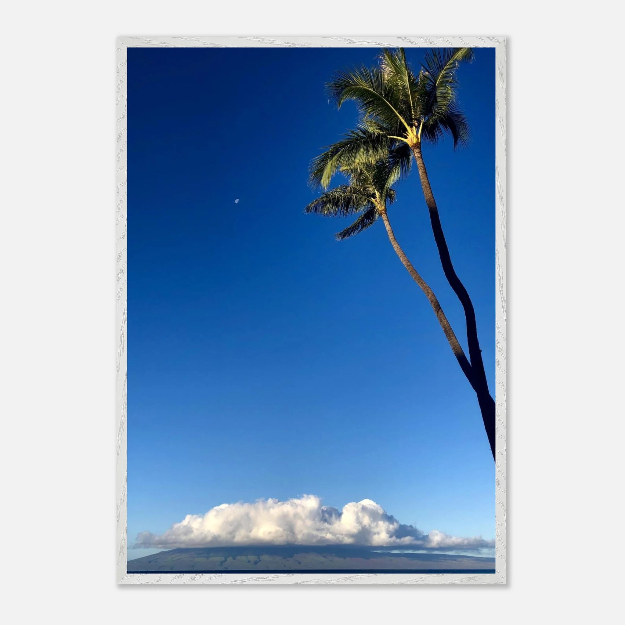 Hawaiian Volcano Clouds and Pacific Scene framed print by CaliCuration, 15x20 cm mounted poster with white frame.