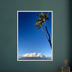 Hawaii Volcano Clouds and Pacific scene mounted framed print by CaliCuration, 15x20 cm, showcasing tropical landscape and volcanic scenery.