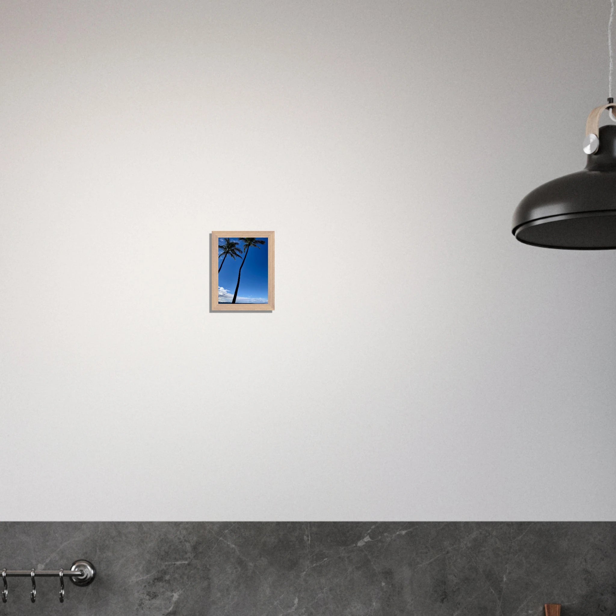 Framed Hawaii travel poster featuring iconic palm trees and Pacific waves, designed by CaliCuration for the Spring '26 collection.