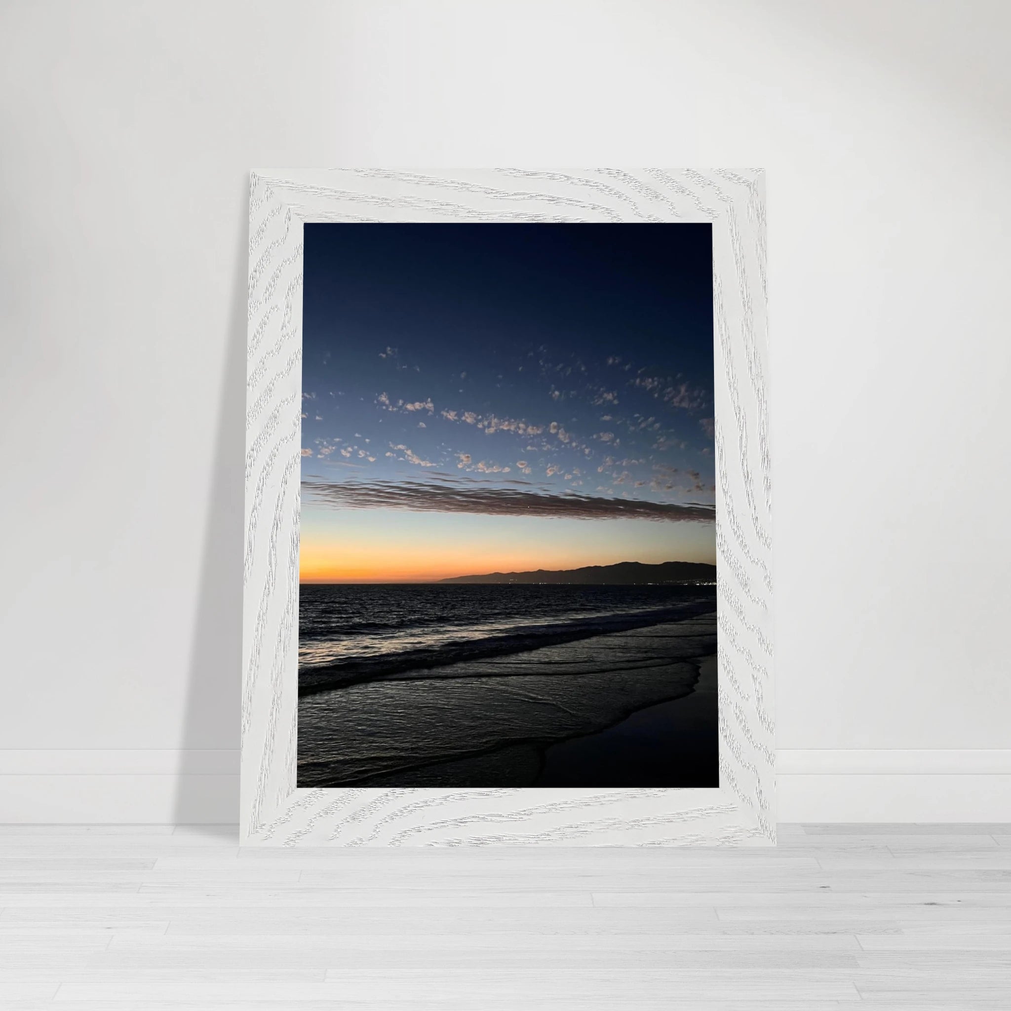 Premium wooden framed SoCal fall sunset poster, vibrant California artwork, semi-glossy finish, perfect for home décor.