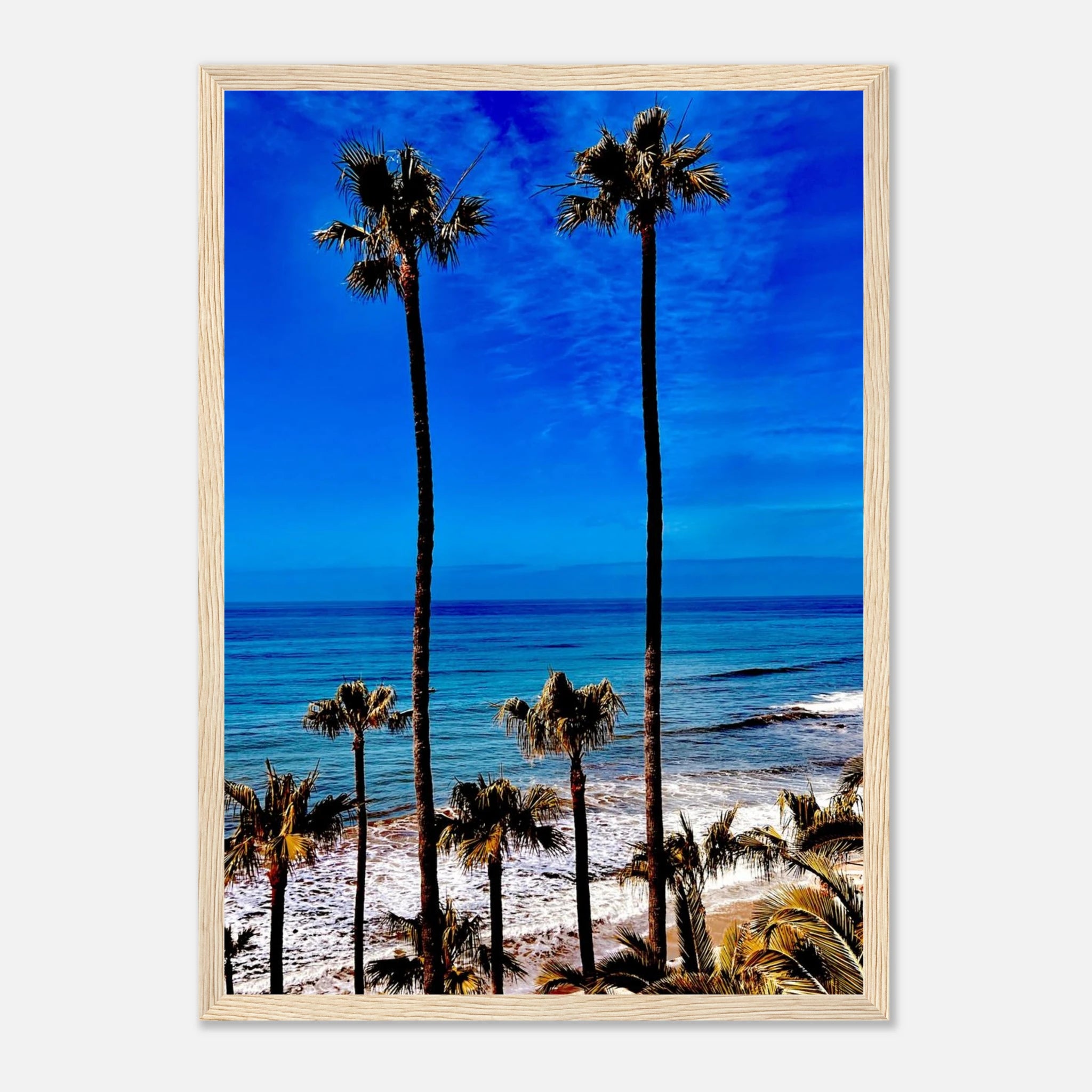 Malibu Palm Tree Family framed art print by CaliCuration, featuring California spring scene on high-quality print material.