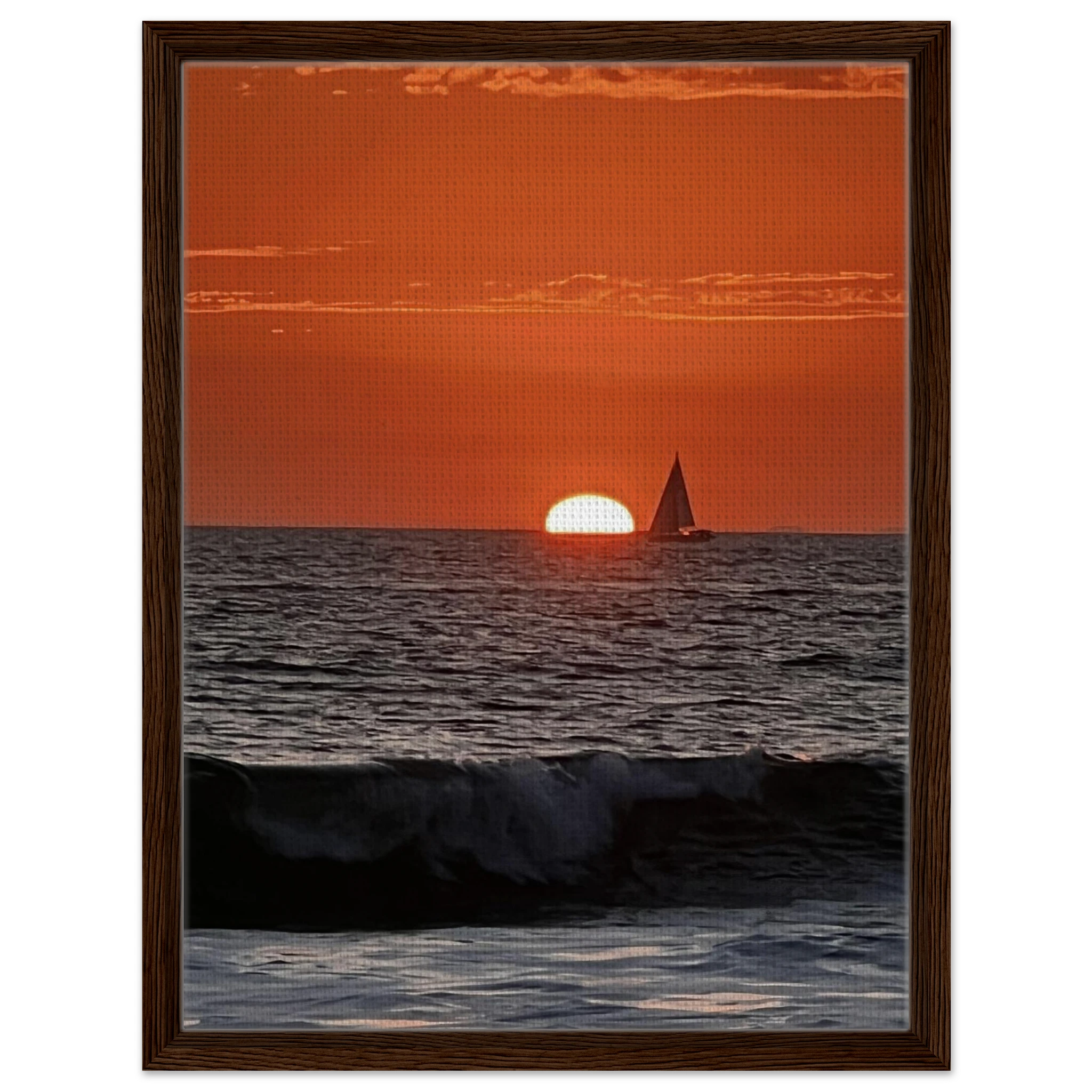 California Red Sunset Series 4/4 wooden framed canvas print by CaliCuration featuring vibrant red sunset hues.